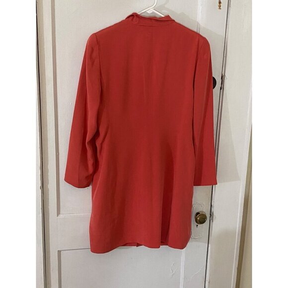 Dana Buchman Women's Orange Silk Sea Shell Button Front Long Coat - 14 - Picture 5 of 13